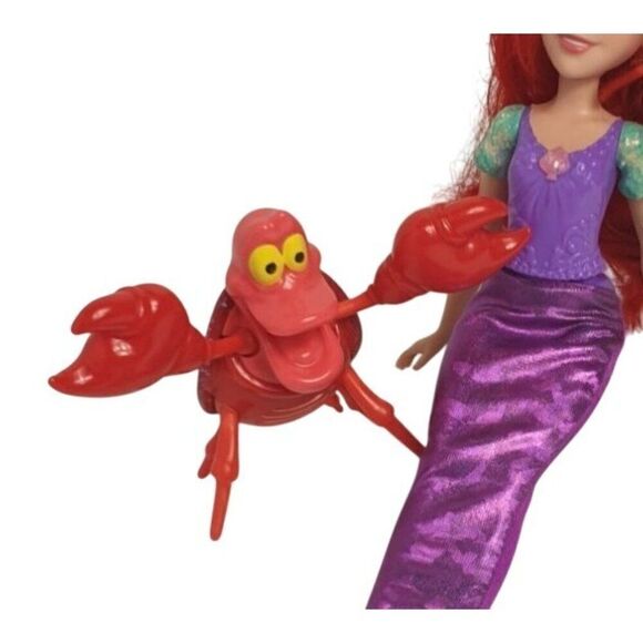 Disney Ariel Mermaid Doll With Sebastian Figure Set - Picture 4 of 5